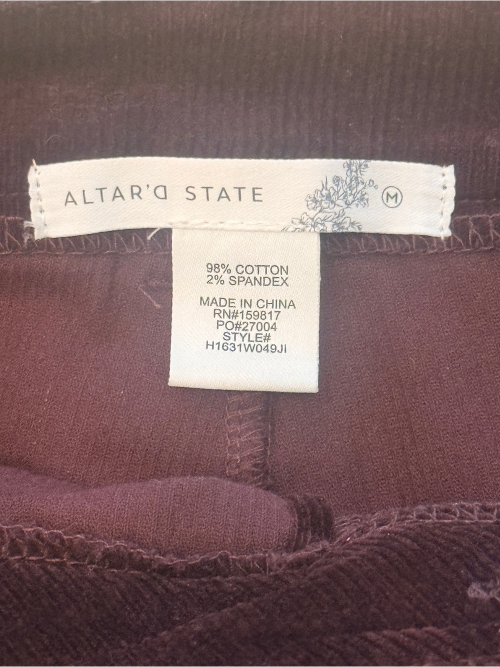 Altar'd State Plum Corduroy Mini Skort - Picture 4 of 6